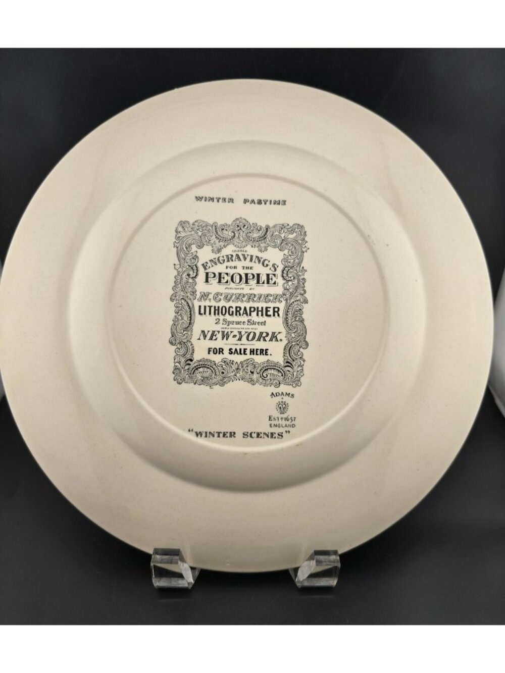 Adams China Winter Pastime 10.5" Dinner Plate Winter Scenes B. Altman England - Picture 9 of 11